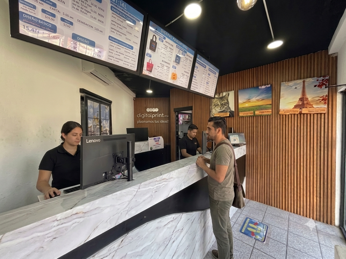 Oficina y área de atención de Digital Print MX en Morelos